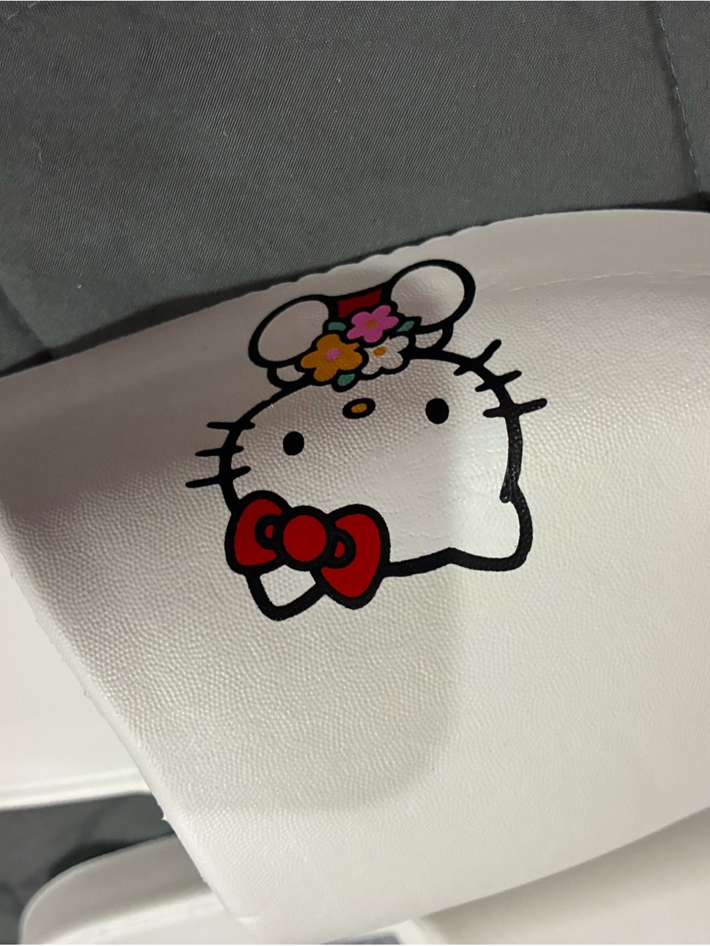 Hello Kitty White slides with Red Bow and Floral Accent